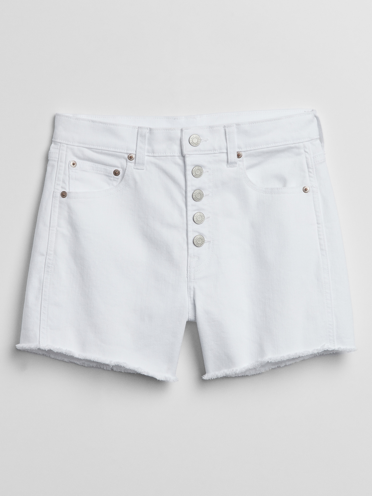 high rise white shorts