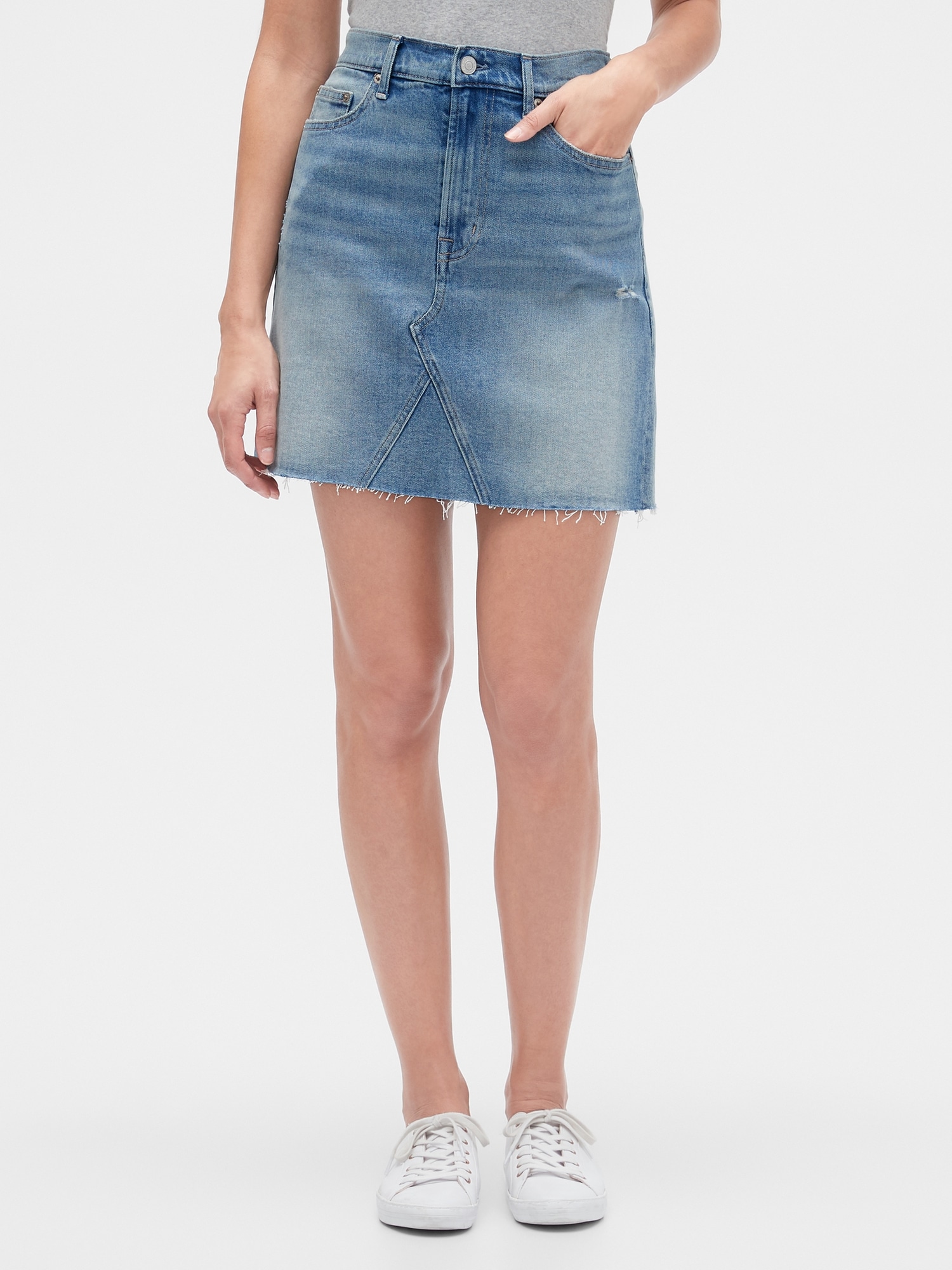 stretch denim mini skirt