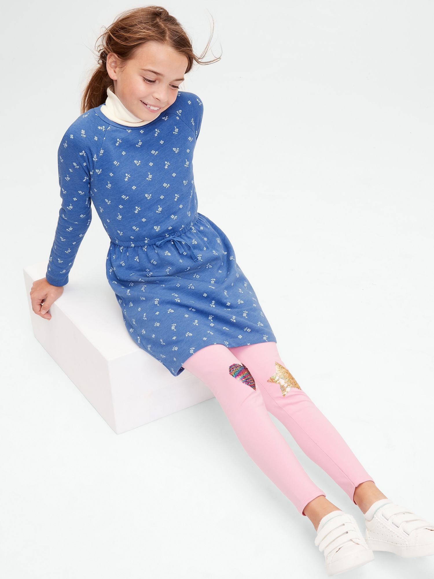 Kids Print CinchedWaist Sweatshirt Dress Gap Factory