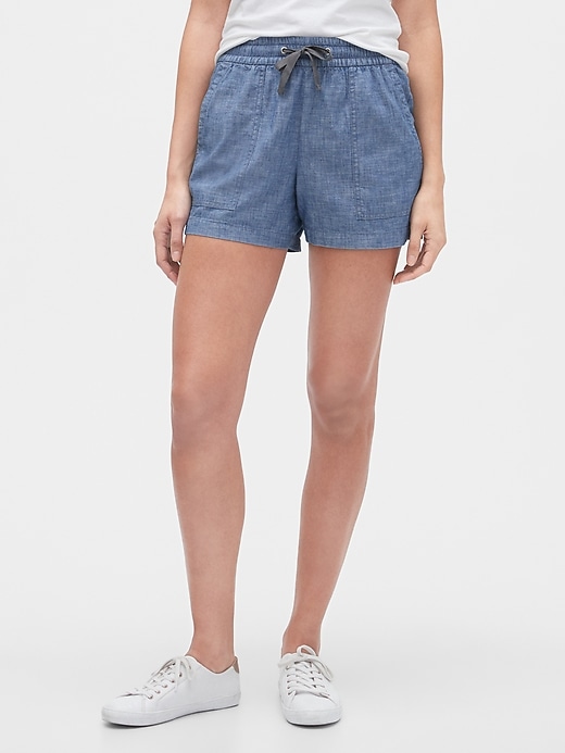 Image number 1 showing, Pull-On Shorts in Chambray
