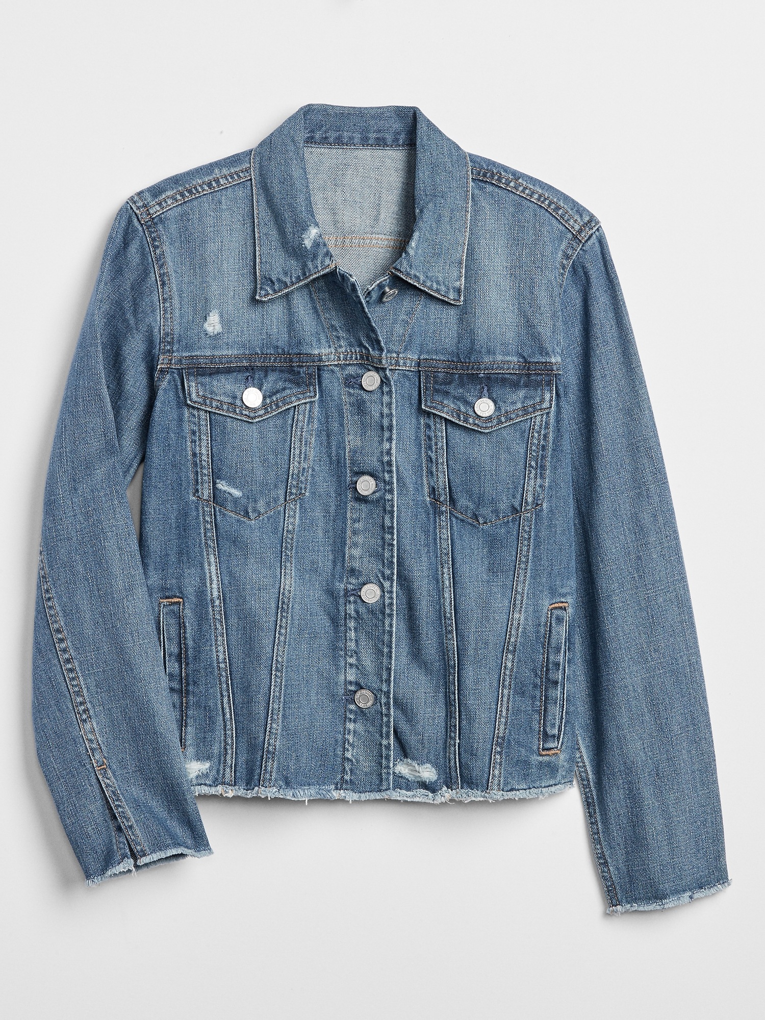 Distressed Crop Icon Denim Jacket | Gap Factory