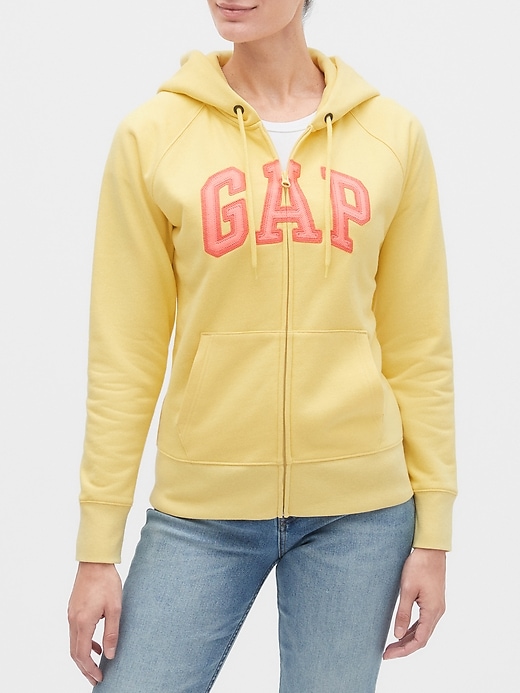 View large product image 1 of 1. Gap Logo Zip Hoodie In Fleece