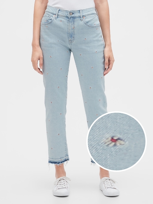 Image number 1 showing, Embroidered Girlfriend Jeans