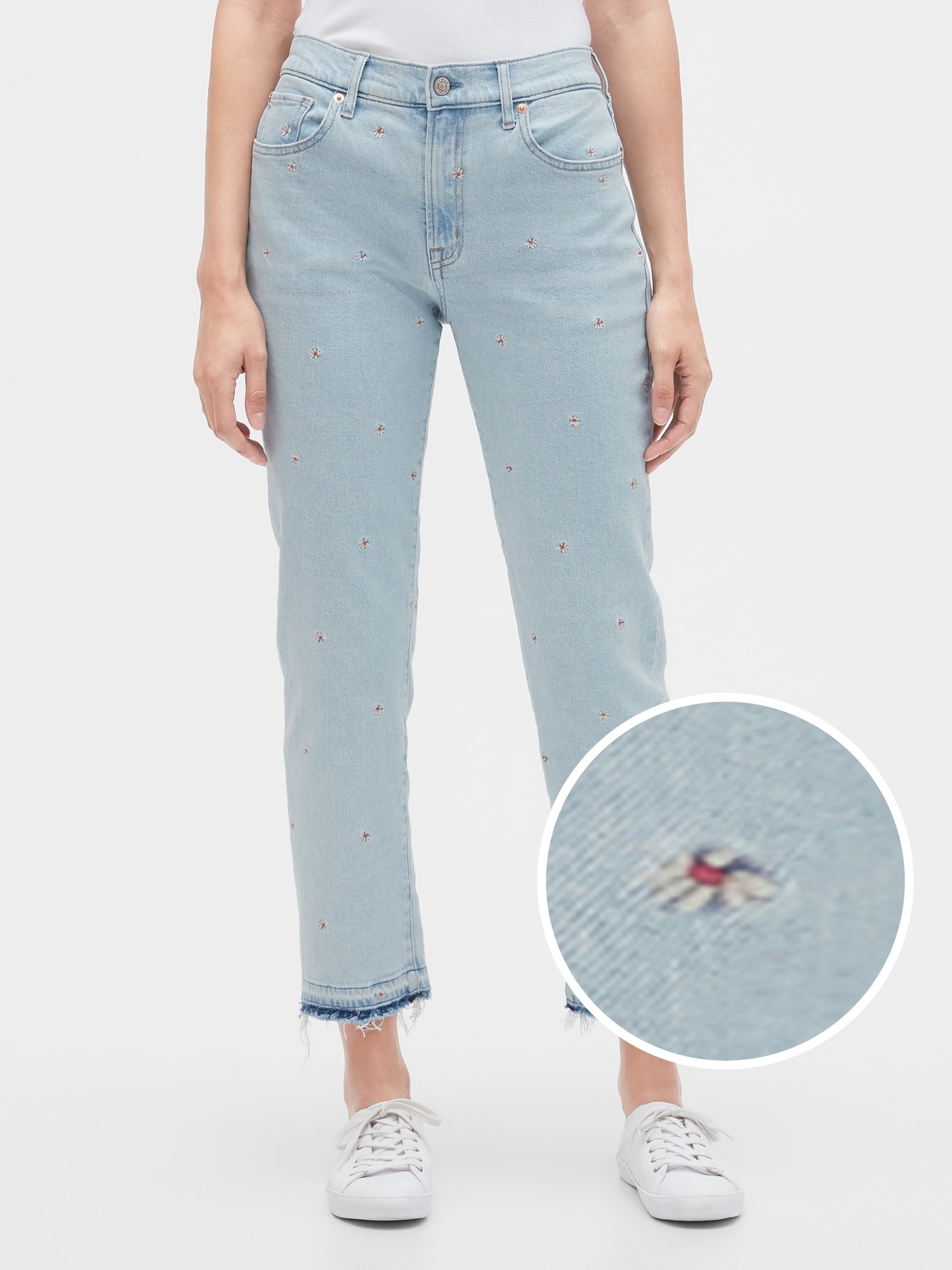 Embroidered Girlfriend Jeans | Gap Factory