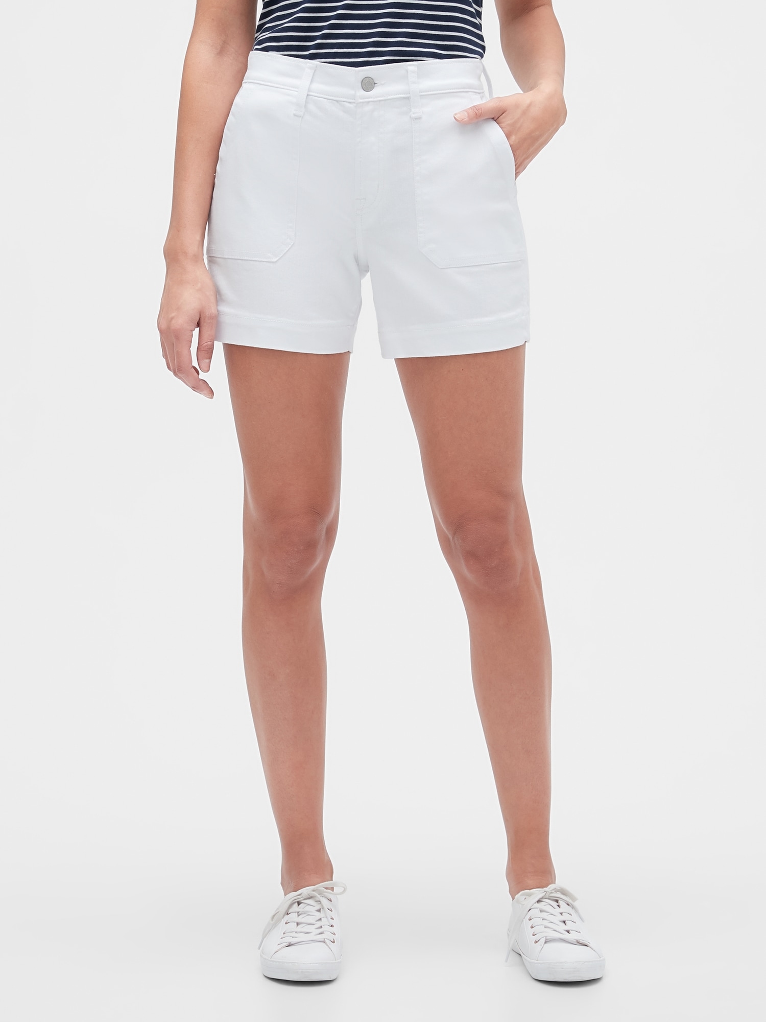 white denim short