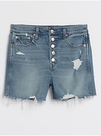 View large product image 3 of 3. 3.5" High Rise Destructed Denim Shorts