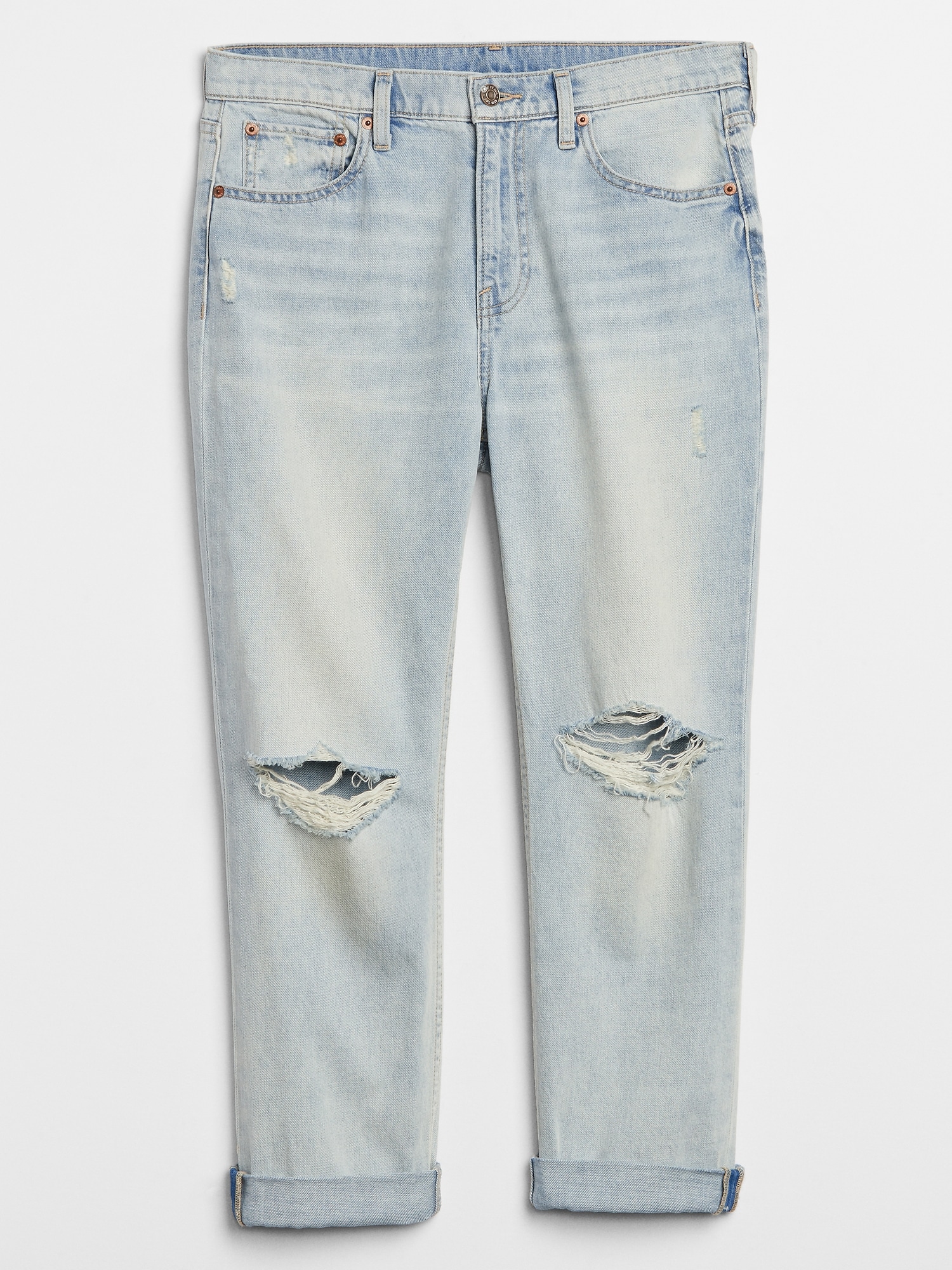 Mid Rise Distressed Boyfriend Jeans | Gap Factory