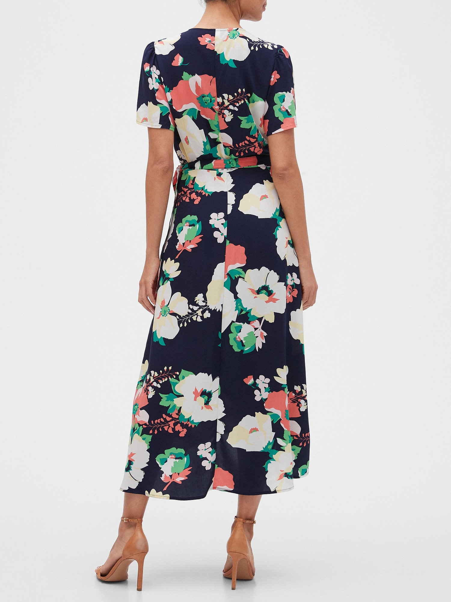 gap floral print midi wrap dress
