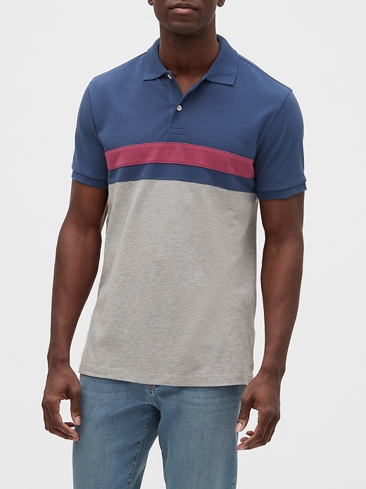 View large product image 1 of 1. Colorblock Pique Polo Shirt