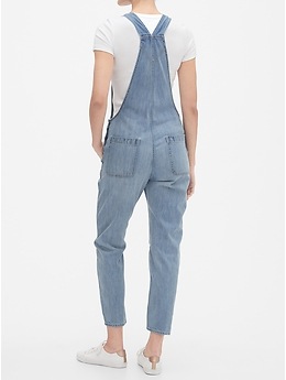 women's distressed denim overalls