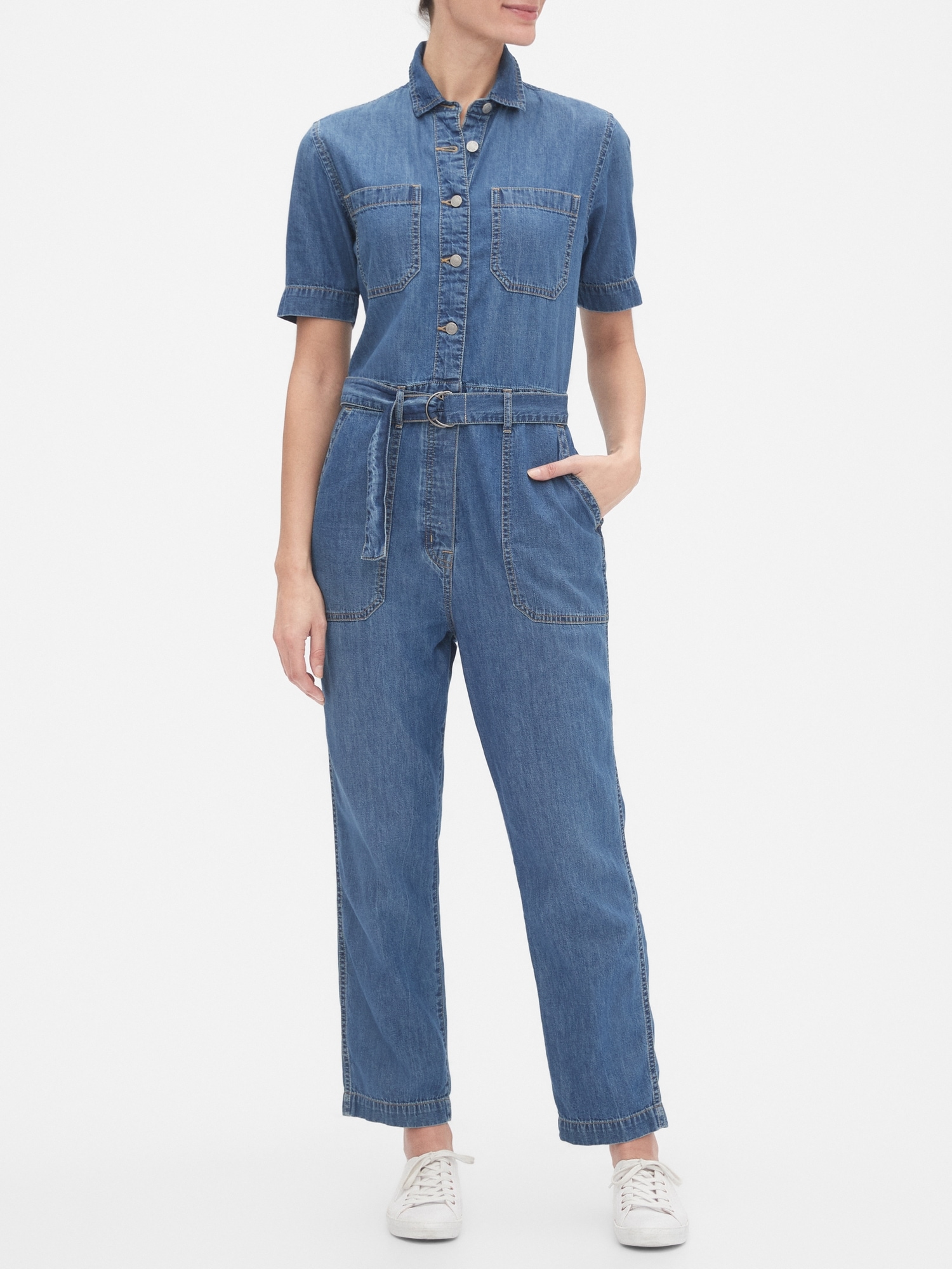 blue jean jumpsuit