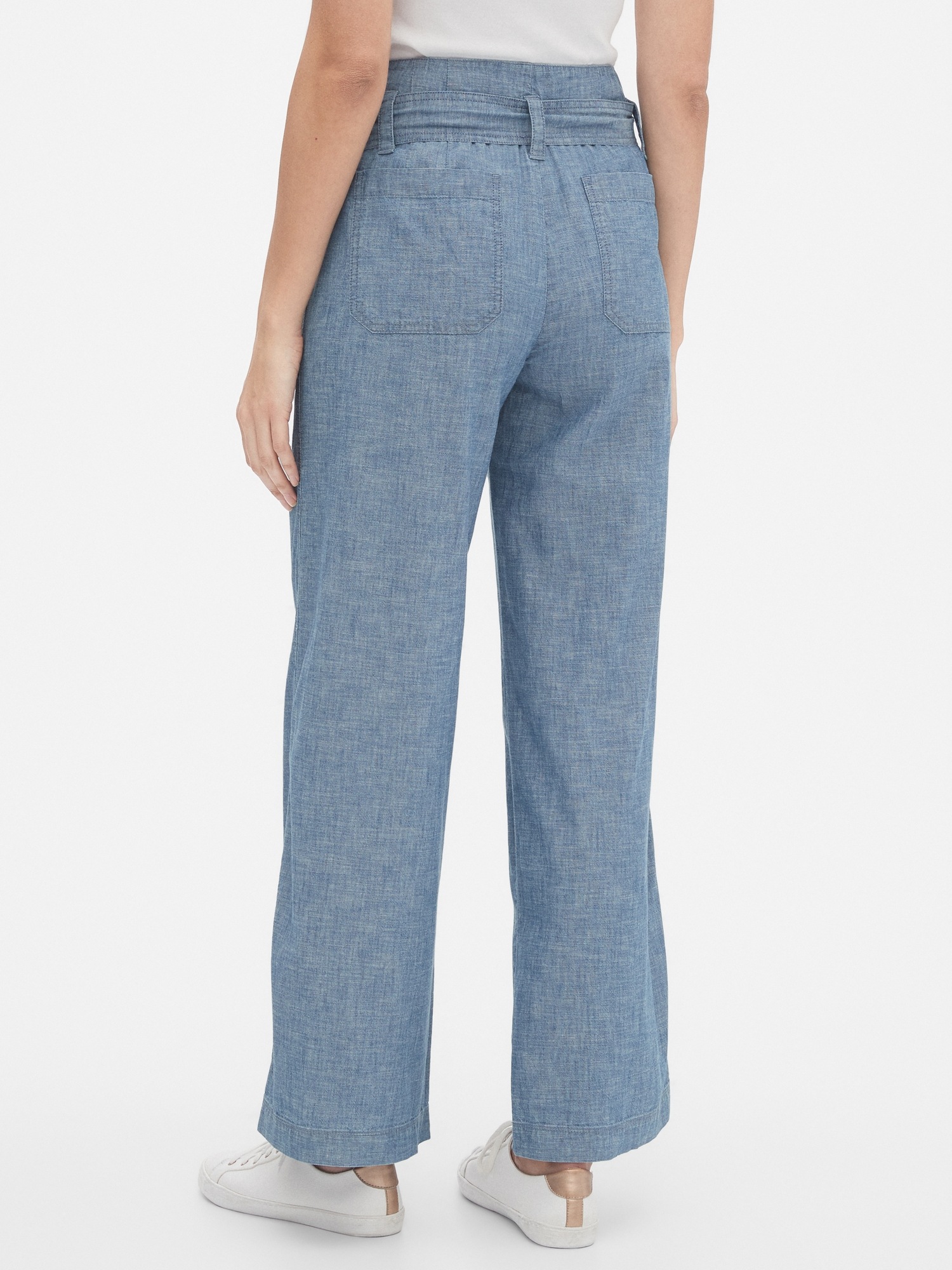 Wide-Leg Chambray Pants | Gap Factory