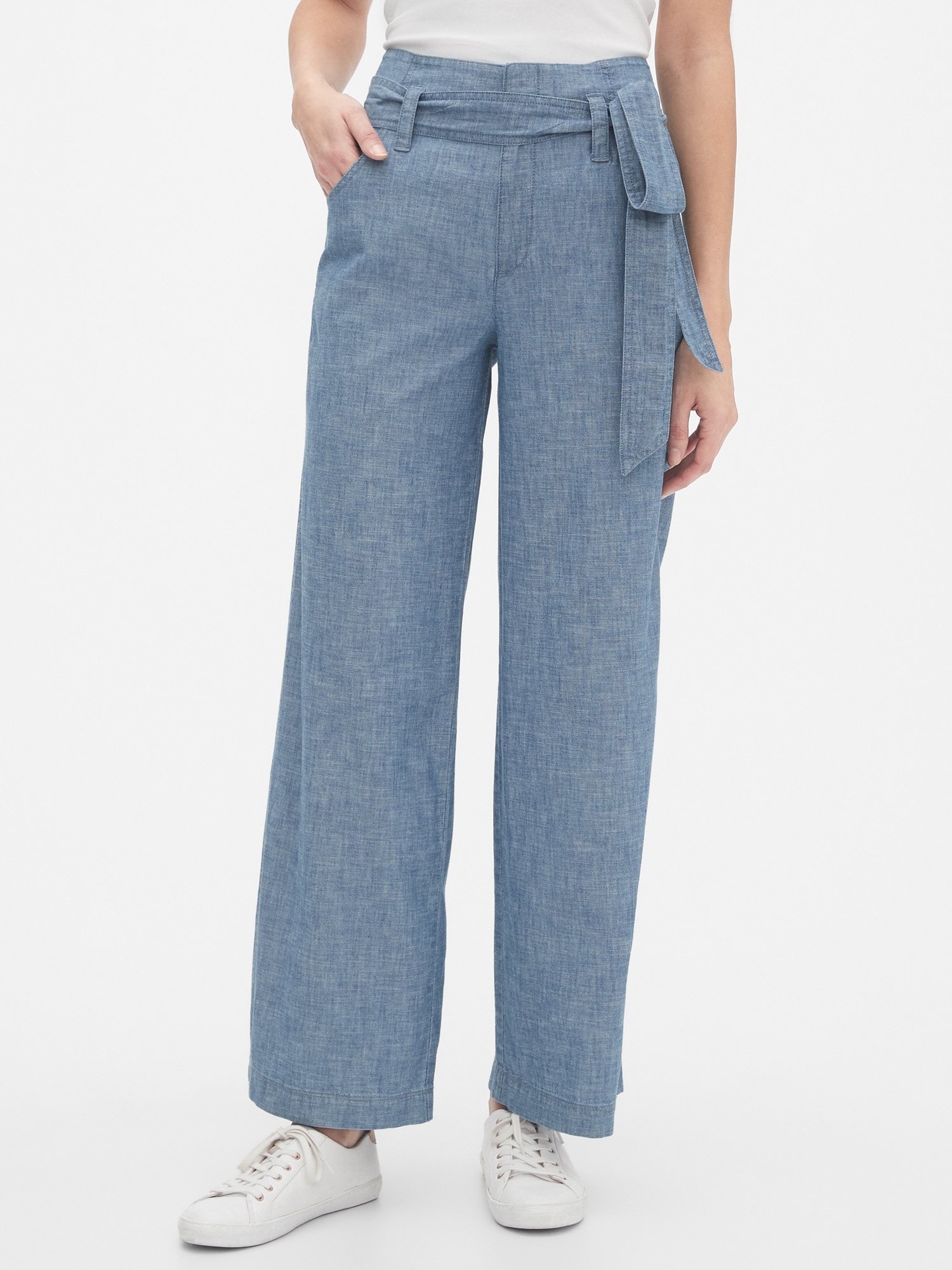 Wide-Leg Chambray Pants | Gap Factory