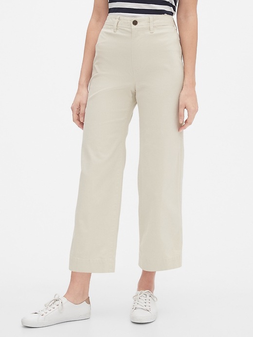 View large product image 1 of 1. High Rise Wide-Leg Crop Khakis