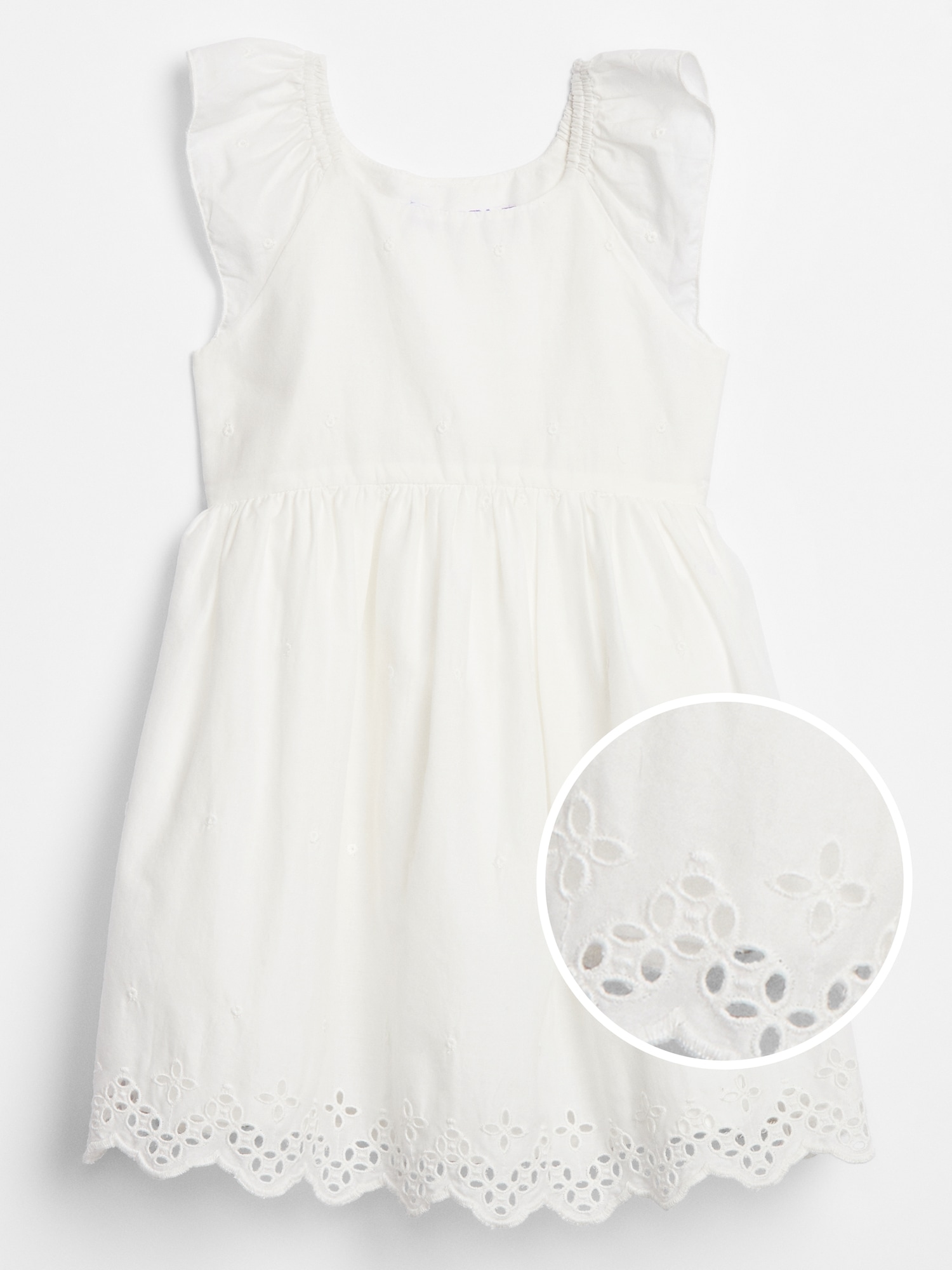white flutter dress