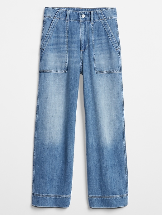 Image number 3 showing, High Rise Utility Crop Wide-Leg Jeans