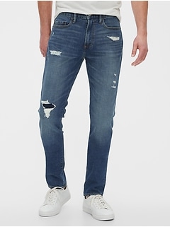 mens ripped repaired jeans