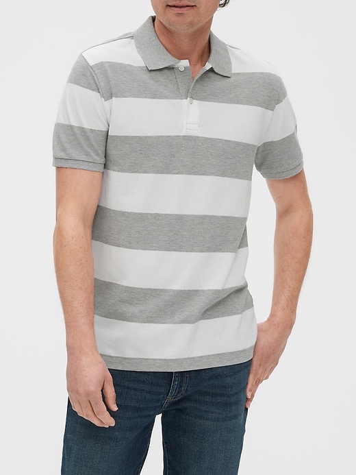 View large product image 1 of 1. Stripe Pique Polo Shirt