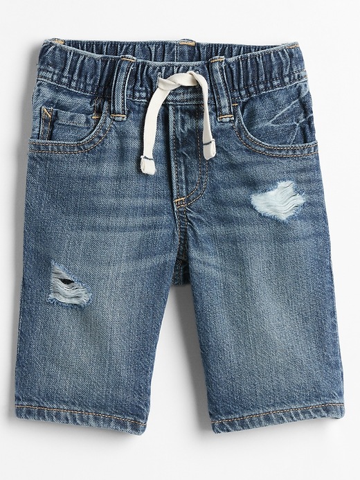 Image number 1 showing, Toddler Destructed Pull-On Denim Shorts