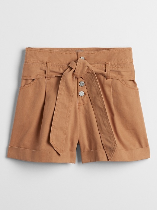 Image number 3 showing, High Rise Tie-Belt Shorts