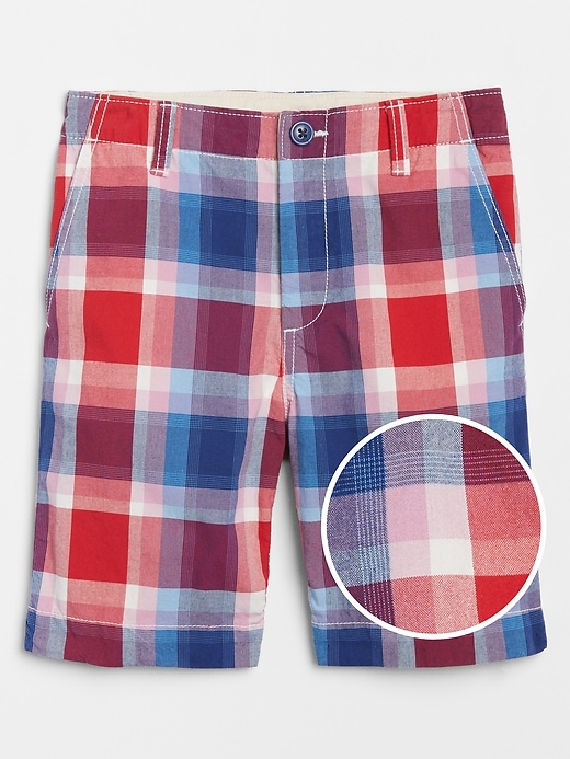 Image number 1 showing, Kids Flat Front Shorts in Plaid