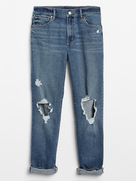 Image number 3 showing, Destructed Mid Rise Girlfriend Jeans