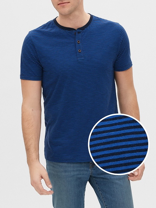 View large product image 1 of 1. Stripe Henley T-Shirt