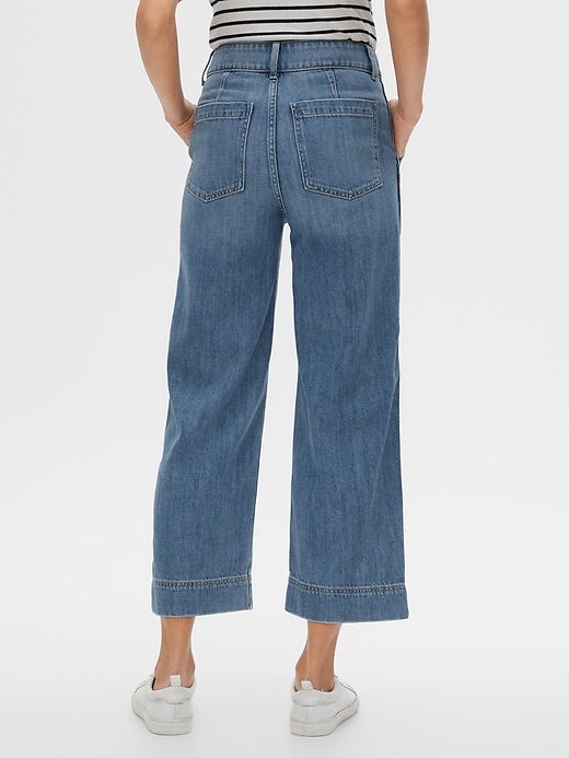 Image number 2 showing, High Rise Utility Crop Wide-Leg Jeans