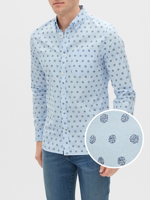 View large product image 1 of 1. Print Poplin Shirt in Slim Fit