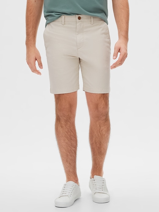 View large product image 1 of 1. 8" Essential Khaki Shorts in Slim Fit