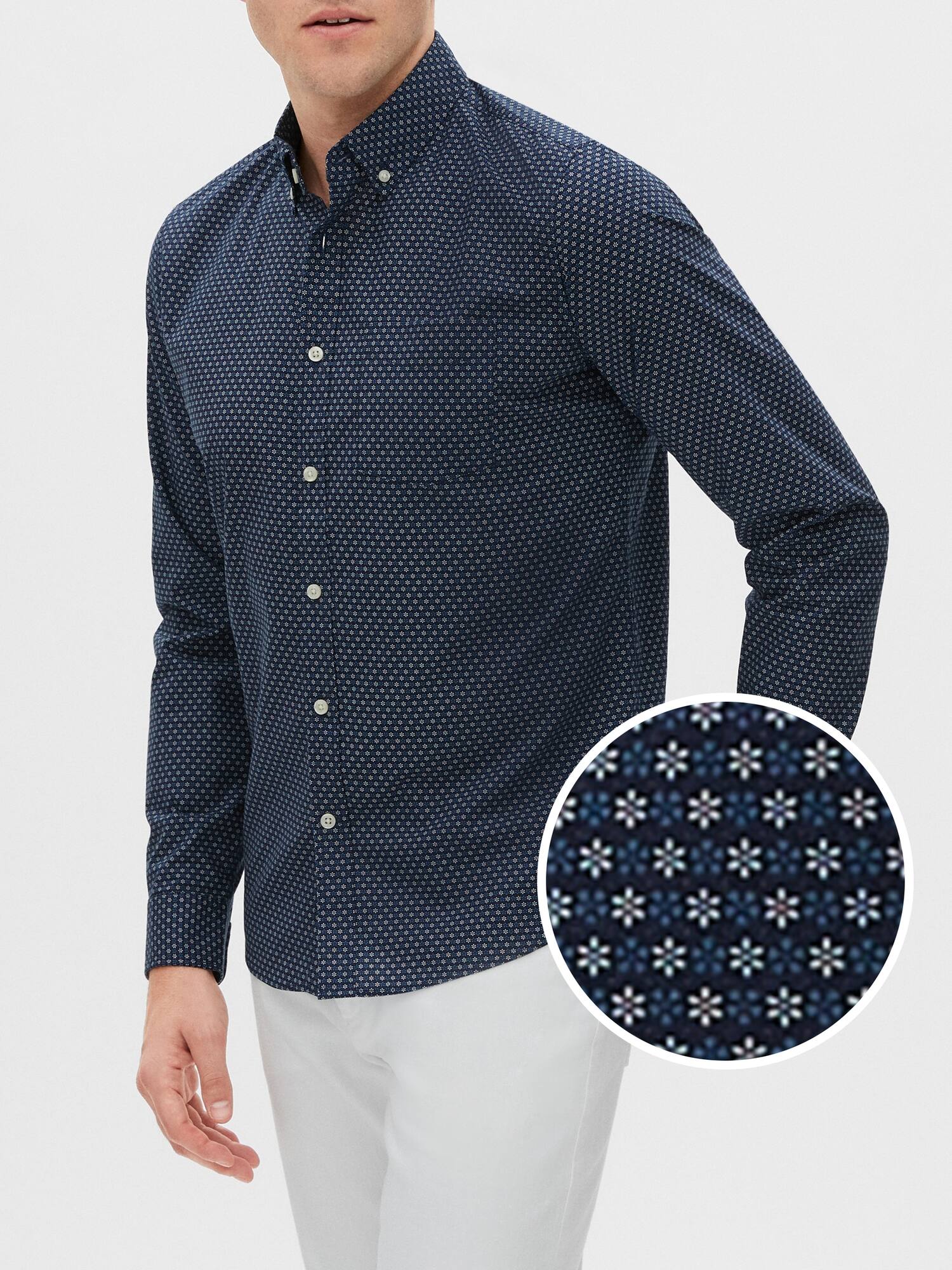 stretch poplin shirt in untucked fit