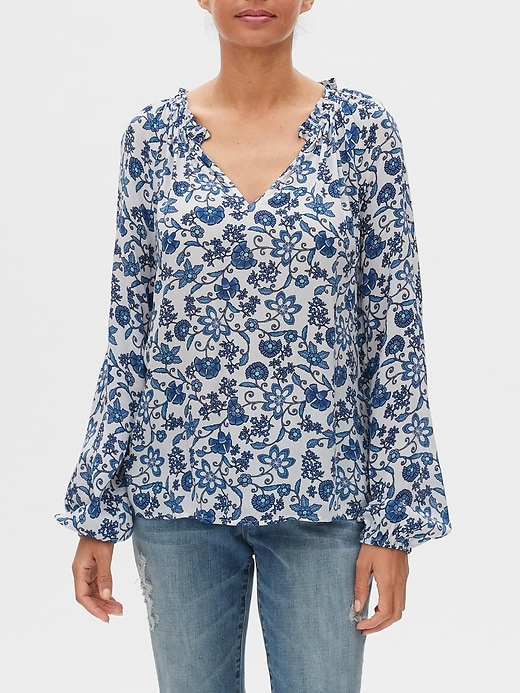 Image number 1 showing, Ruffle-Neck Blouse