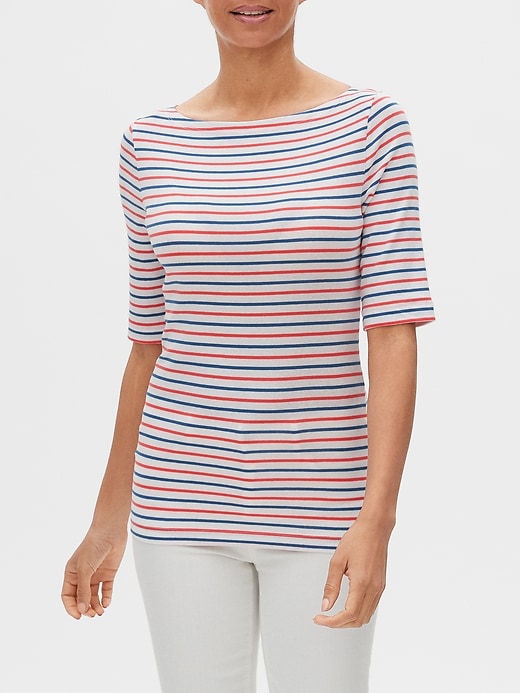 View large product image 1 of 1. Favorite Stripe Boatneck T-Shirt