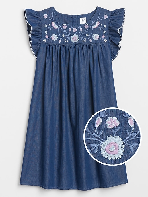 Image number 1 showing, Kids Chambray Flutter Sleeve Dress