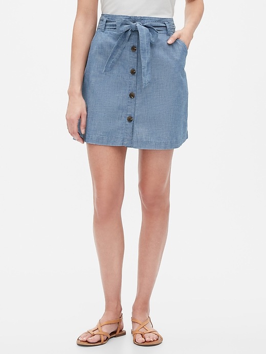 Image number 1 showing, Chambray Mini Skirt