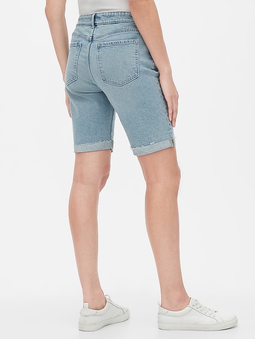 Image number 2 showing, 9" Distressed Denim Bermuda Shorts