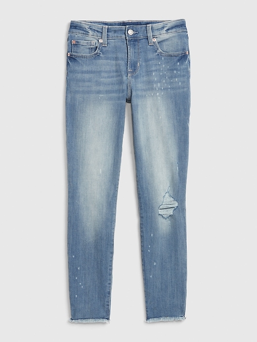 Image number 3 showing, Mid Rise Distressed Legging Skimmer Jeans
