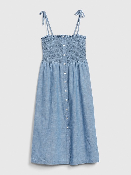 Denim Smock Tank Midi Dress Gap Factory