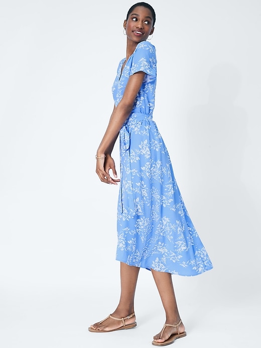 Gap floral print midi wrap dress online