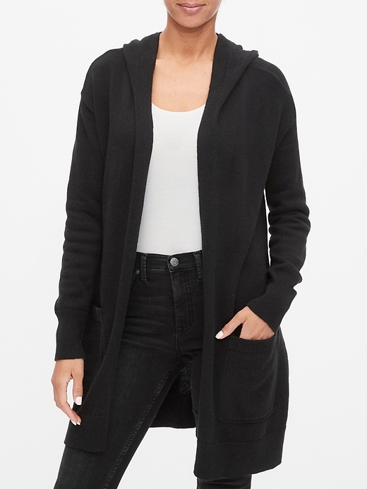 Open Front Hooded Cardigan
