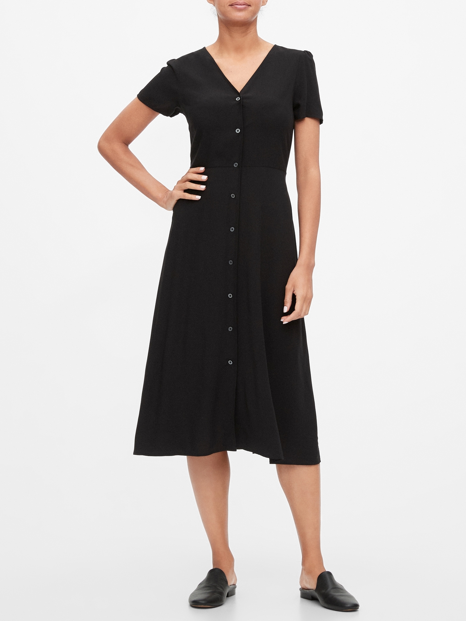 midi front button dress