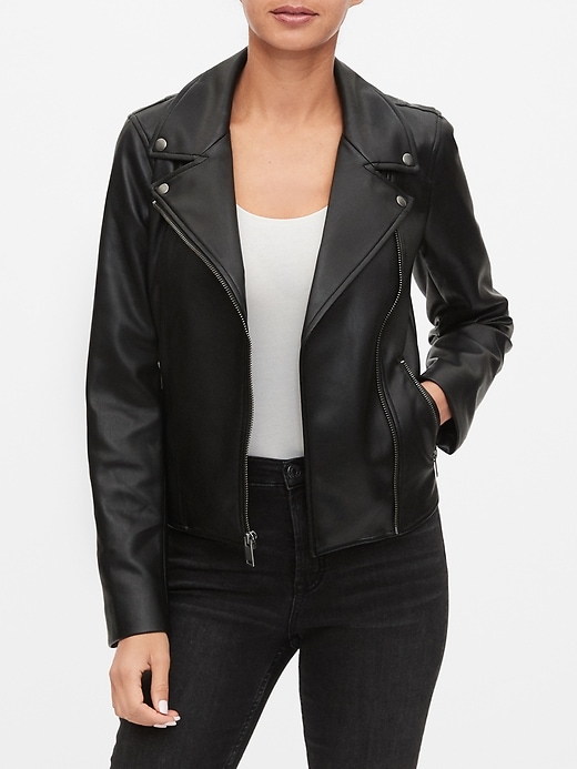 Image number 1 showing, Faux Leather Moto Jacket