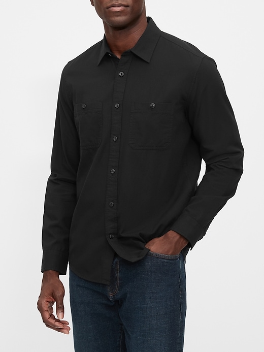 View large product image 1 of 1. Chambray Shirt in Untucked Fit