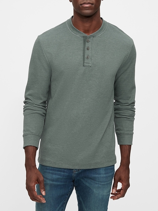 Image number 1 showing, Double Knit Henley T-Shirt