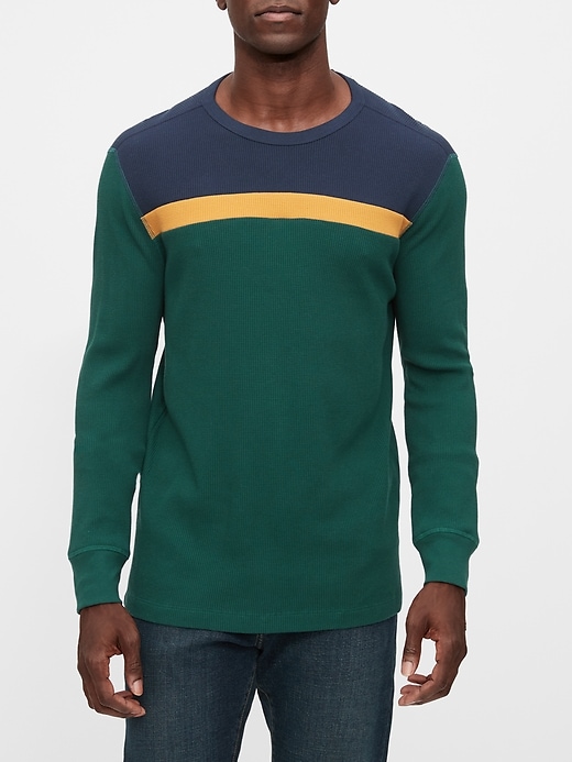 View large product image 1 of 2. Waffle-Knit Colorblock Crew