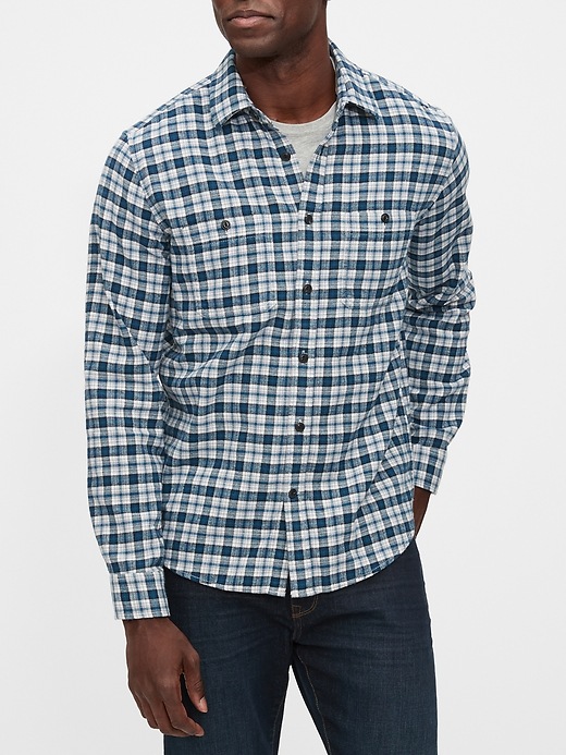 View large product image 1 of 1. Flannel Shirt in Untucked Fit