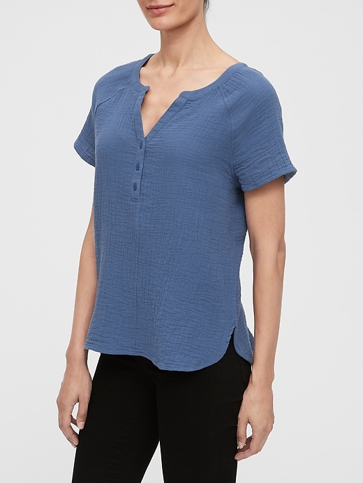 View large product image 1 of 1. V-Neck Woven Shirt