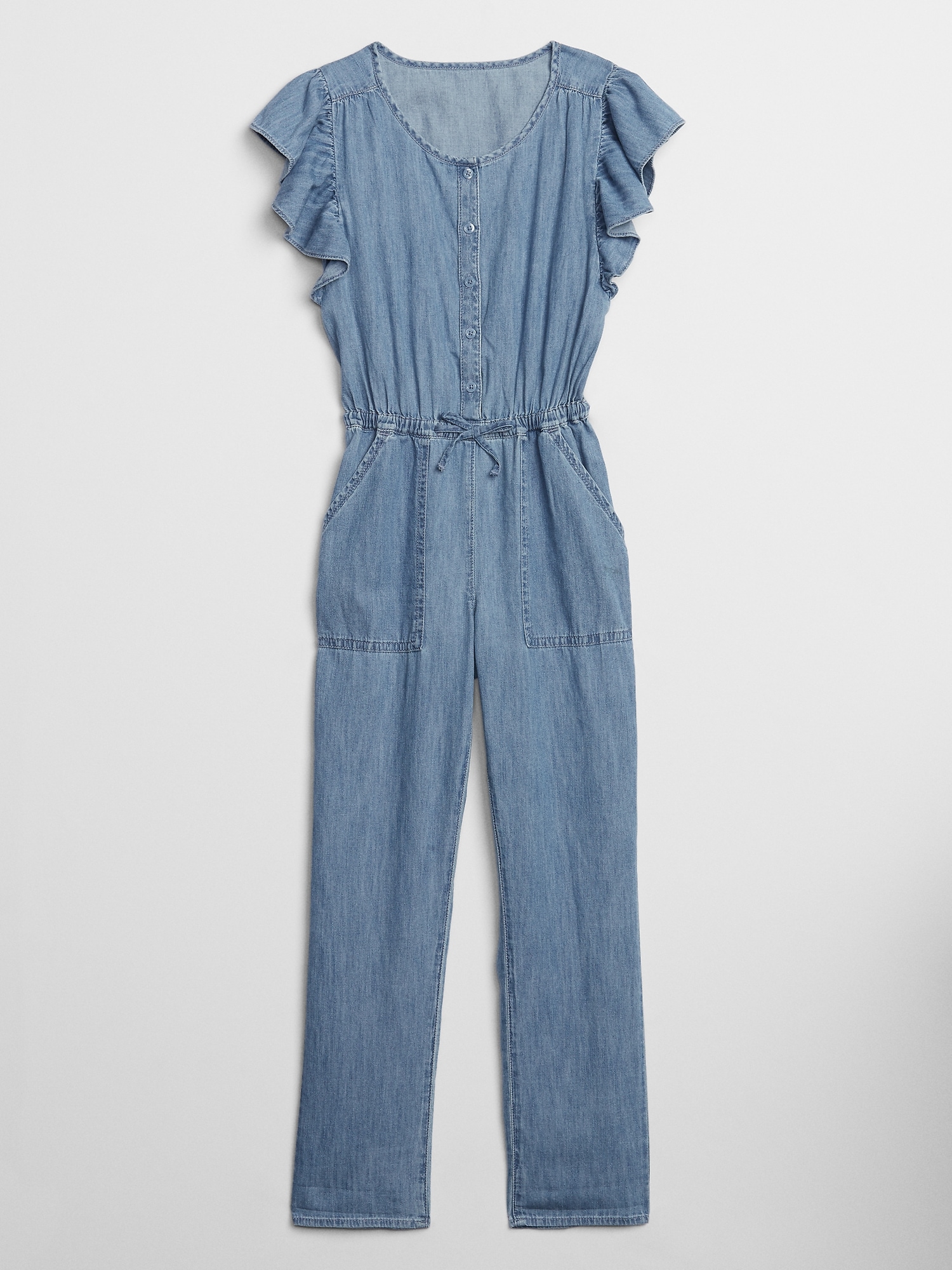 jean ruffle jumpsuit