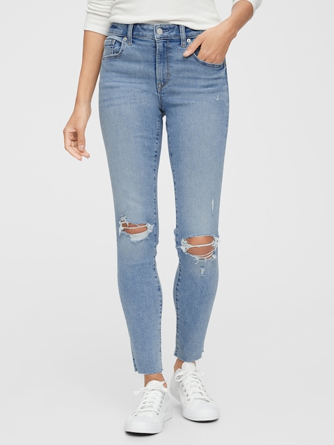 Mid Rise Destructed Universal Legging Jeans