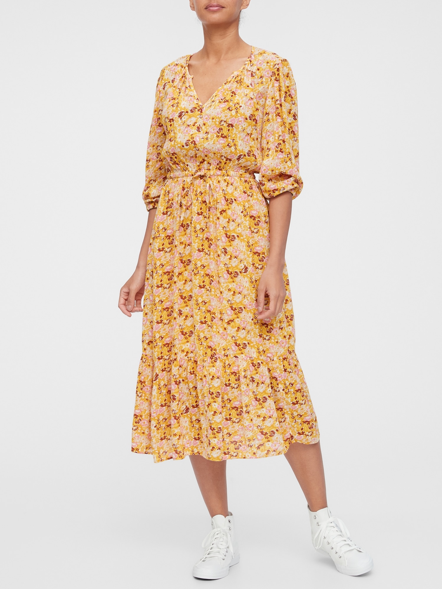 ThreeQuarter Sleeve Midi Dress Gap Factory